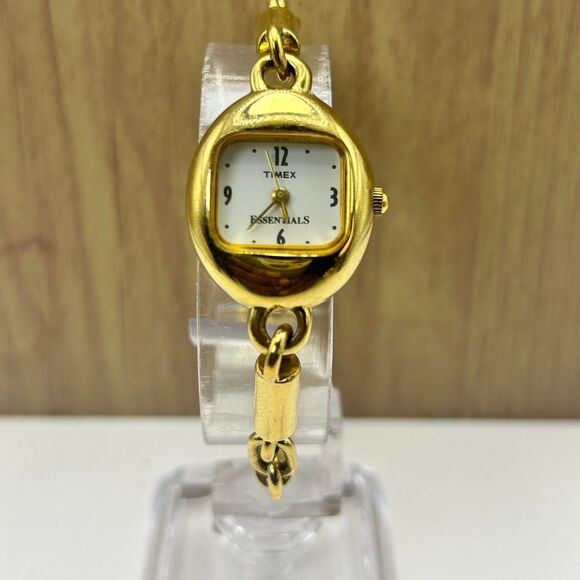 Timex Essentials Gold Oval Watch – Chain Link Bracelet, Vintage Style - Picture 4 of 8